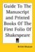 Guide to the Manuscript And Printed Books of the First Folio of Shakespeare cover