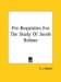 Pre-requisites for the Study of Jacob Bohme cover