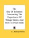 The Key of Solomon Concerning the Experiment of Things Stolen and How to Find Them cover