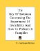 The Key of Solomon Concerning the Experiment of Invisibility and How to Perform It cover