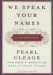 We Speak Your Names : Library Edition cover