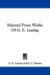 Selected Prose Works of G. E. Lessing cover