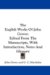 The English Works of John Gower : Edited from the Manuscripts, With Introduction, Notes and Glossary cover
