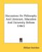 Discussions on Philosophy and Literature, Education and University Reform 1861 cover
