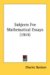 Subjects For Mathematical Essays