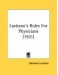 Lusitano's Rules For Physicians cover