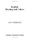  English: Meaning And Culture